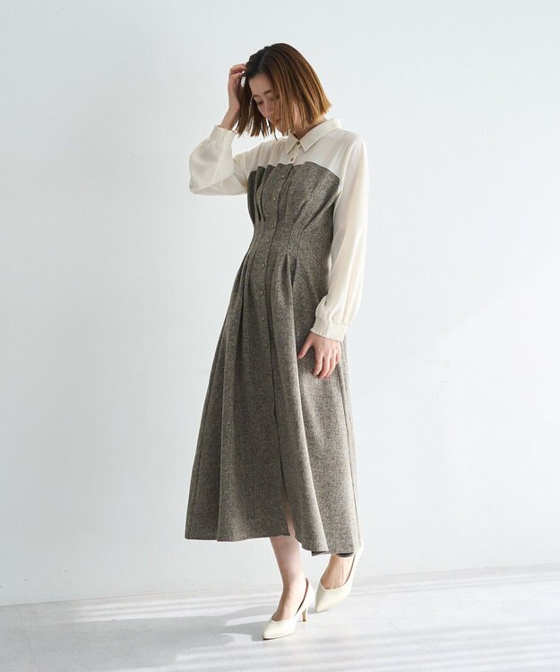 YECCA VECCA ベアドッキングワンピース Brown