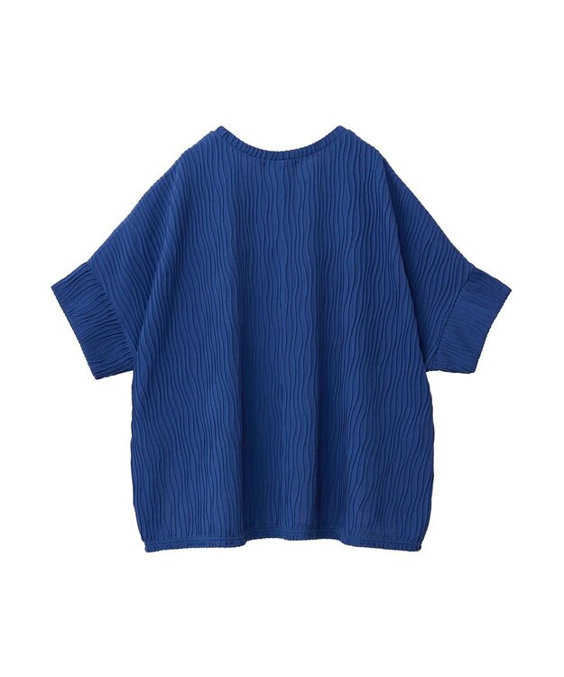 Green Parks カットジャガード裾ドッキングプルオーバー Blue