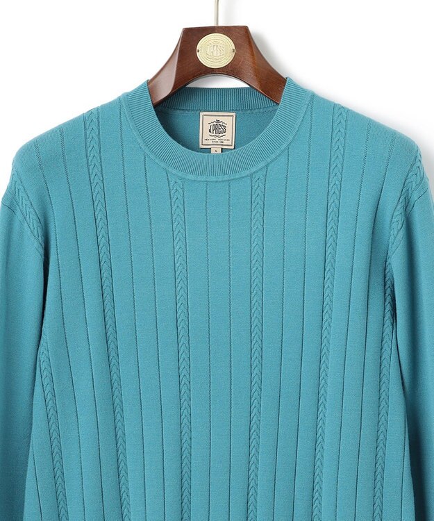 J.PRESS MEN 【ストレッチ性 / イージーケア】【FLEX YARN】クルーネックニット スカイブルー系