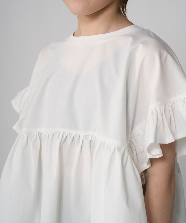 OP／FILA 【Ocean Pacific】らくティブ｜フレアスリーブTシャツ ホワイト