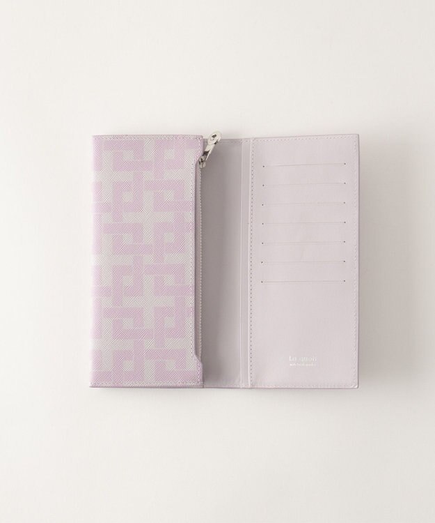 MIYABIYA La quoh with kirakaracho 角つなぎ プリントレザー 長財布 撫子色（ライラック）