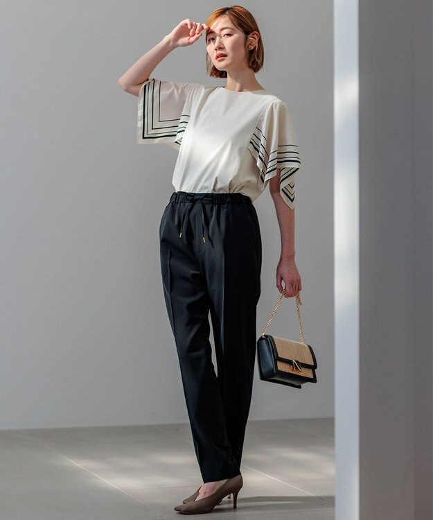 23区 【新色追加/洗える】2WAYストレッチツイル ドロスト パンツ ブラック系