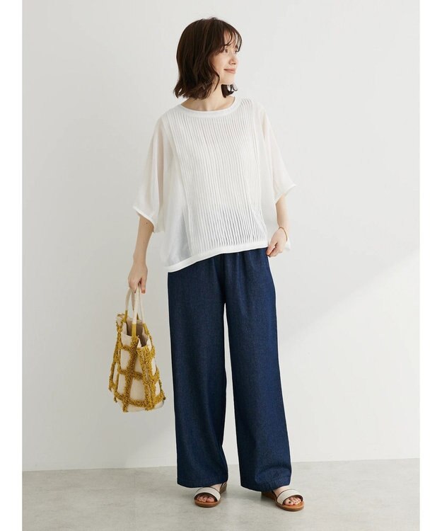 Green Parks ・ｆｕｒｒｙ　ｒａｔｅ　ピンタックボイルブラウス Off White