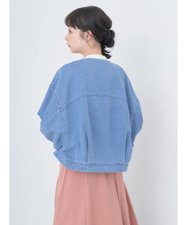 earth music&ecology ビッグカラーショートジャケット Light Indigo