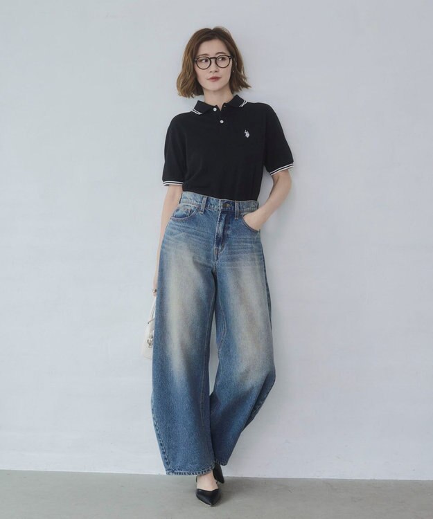 WEGO ワイドカーブデニムパンツ デニム中濃加工色