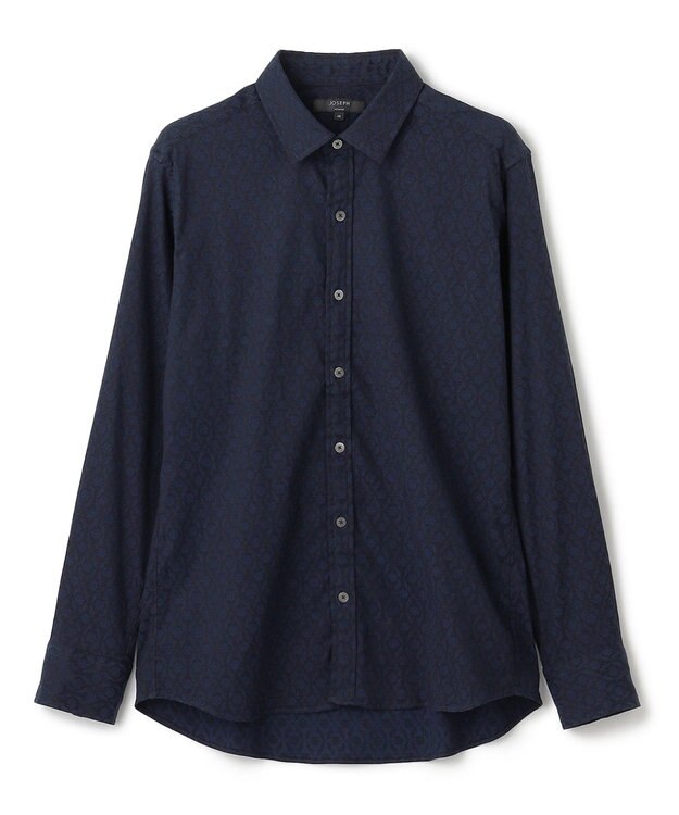 JOSEPH HOMME オーナメントジャガードストレッチ　レギュラーカラーシャツ ネイビー系