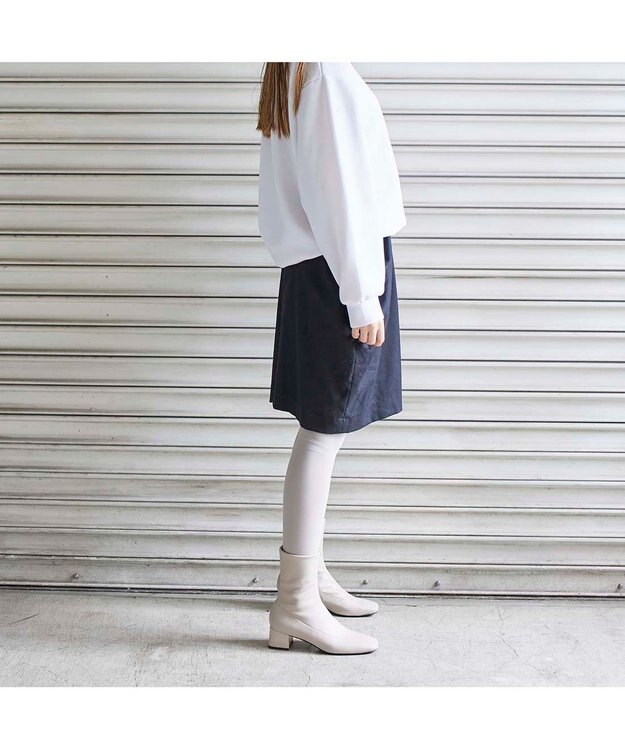 MODE ET JACOMO <MODE ET JACOMO>スクエアトゥストレッチショートブーツ ベージュ