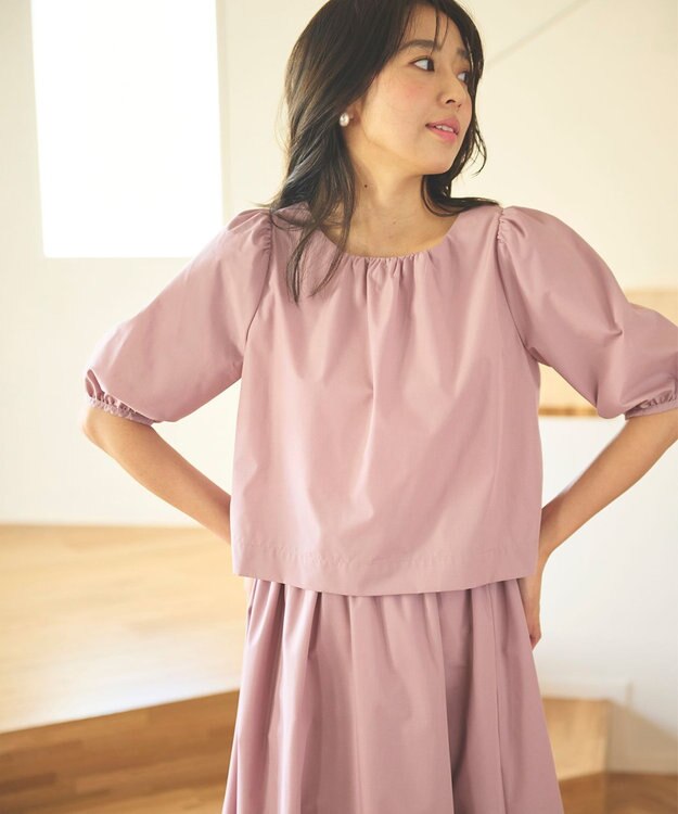 Feroux 【洗える】パフスリーブセット アップ ピンク系