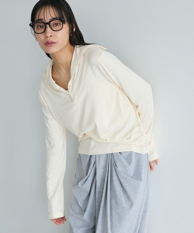 CRAFT STANDARD BOUTIQUE ハイネックハーフボタンプルオーバー Off White