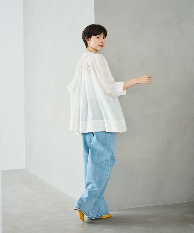 #Newans 【金子綾さんインスタライブご紹介アイテム】（前後着用可能）ピンタックシアーブラウス ホワイト