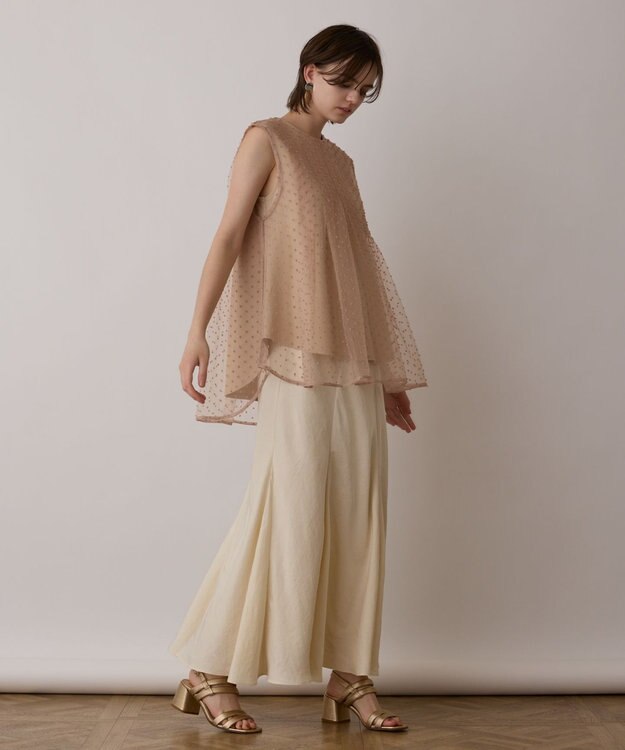 GRACE CONTINENTAL シアージャガードカットトップ ベージュ