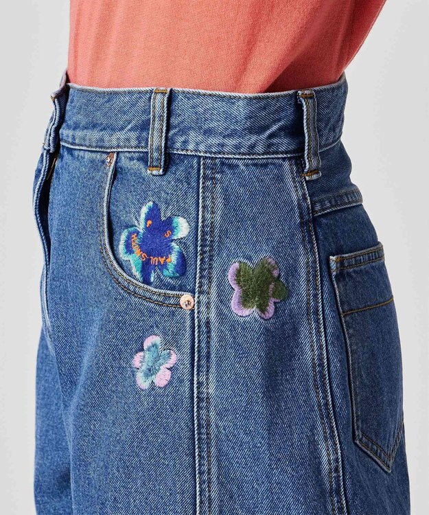Paul Smith PS Happy フラワーエンブロイダリー デニムパンツ インディゴブルー