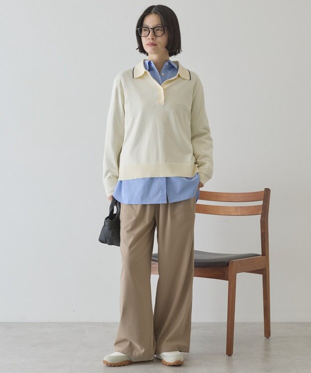 AMERICAN HOLIC 配色ラインニットポロ Ivory