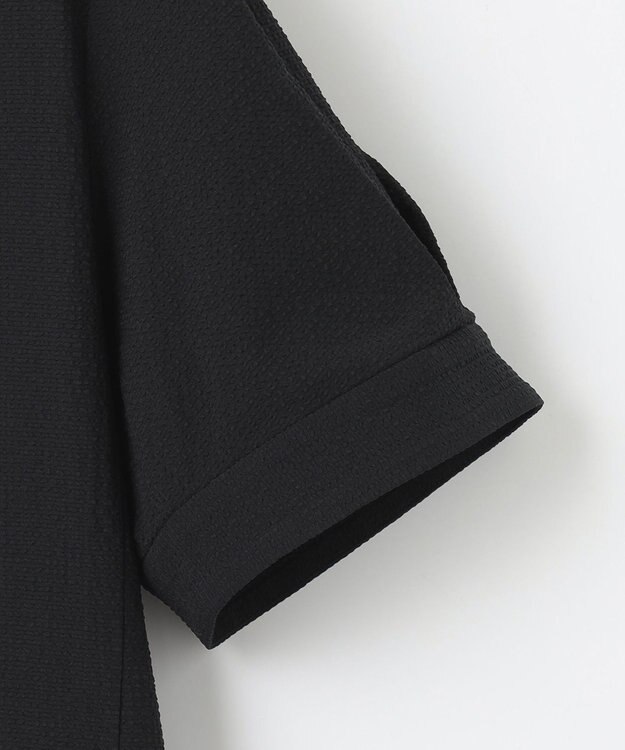 組曲 【WEB限定】サッカーストレッチ バンドカラーワンピース ブラック系