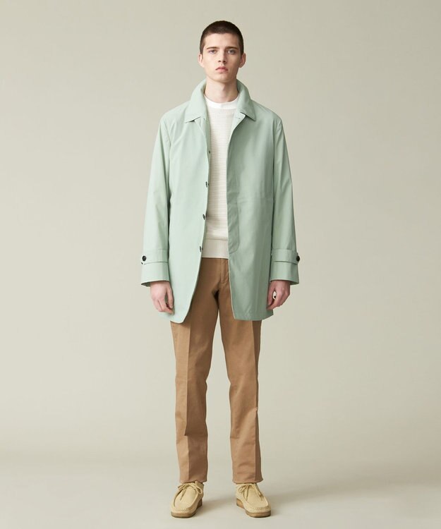 J.PRESS MEN 【ビジネス対応可】【撥水加工 / ウォッシャブル可】テクニカルライトポプリン ドレスカーコート ライトグリーン系