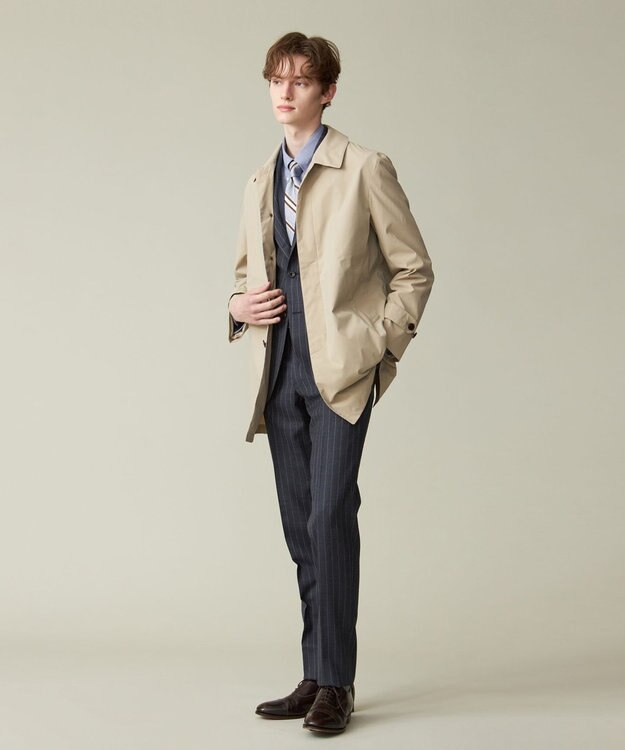 J.PRESS MEN 【ビジネス対応可】【撥水加工 / ウォッシャブル可】テクニカルライトポプリン ドレスカーコート アイボリー系