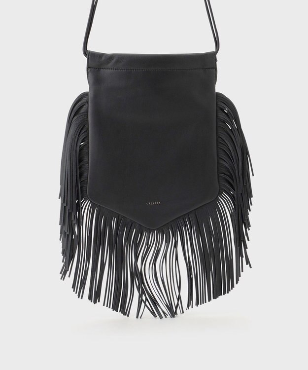 GRACE CONTINENTAL ORSETTO フリンジバッグ ブラック