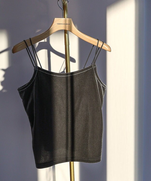 AMERICAN HOLIC カップ付き ベロアショートキャミソール Charcoal Gray