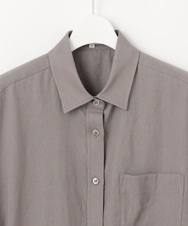 23区 S 【SLOW/一部店舗限定】ブライトリネン クロップド シャツ ライトグレー系