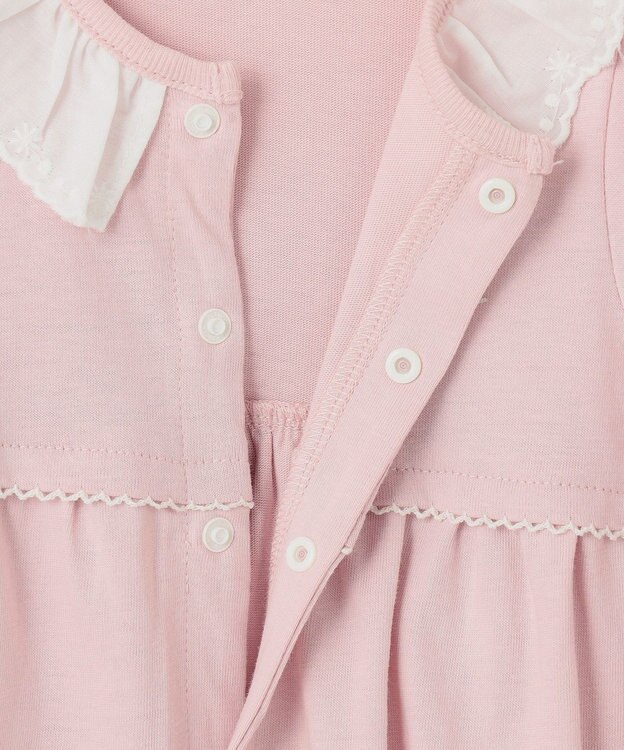 組曲 KIDS 【70㎝】エンブロイダリー ロンパース ピンク系