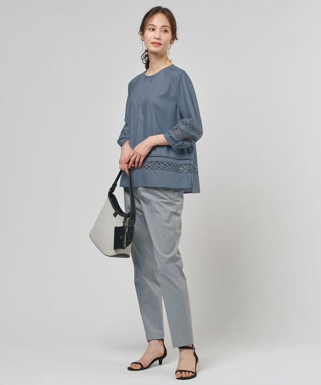 J.PRESS LADIES 【セットアップ対応・洗える・撥水】コットンFITTY テーパード パンツ グレー系