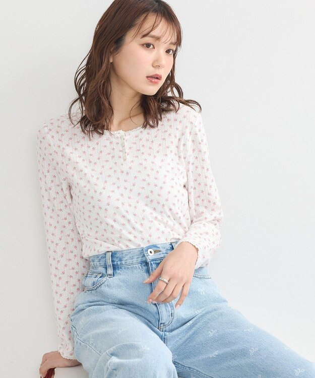 earth music&ecology 【WEB限定】アイレットジャカードタイトプルオーバー Pink