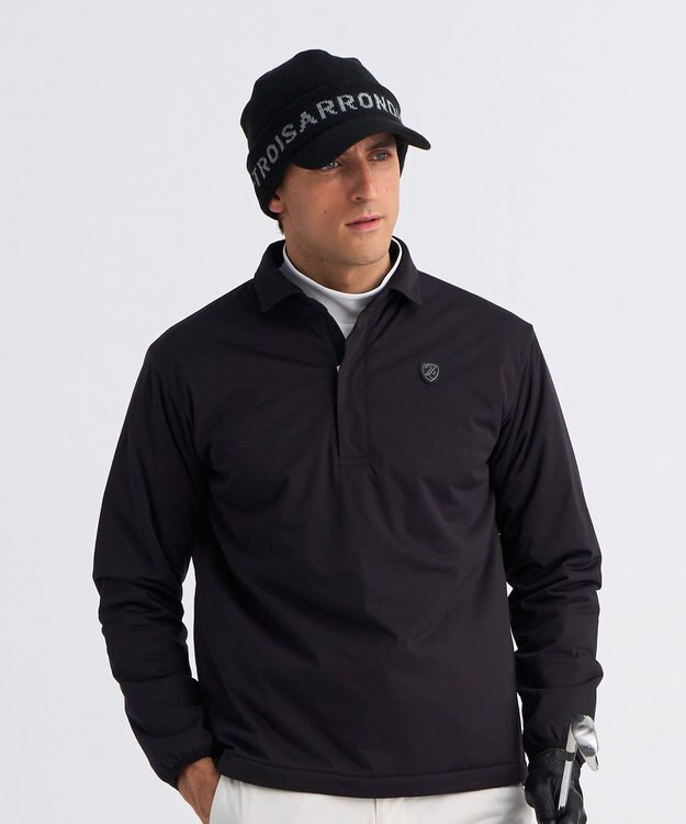 23区GOLF 【MEN】カノコダンボール裏起毛長袖ポロシャツ ブラック系