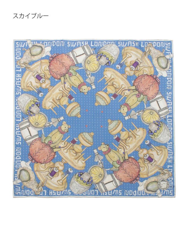 MOONBAT SWASH LONDON 大判シルクツイルスカーフ Trifle 68×68cm 日本製 スカイブルー