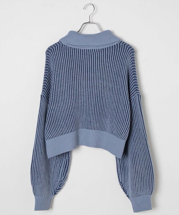 WEGO ダブルジップショートカーデ ブルー