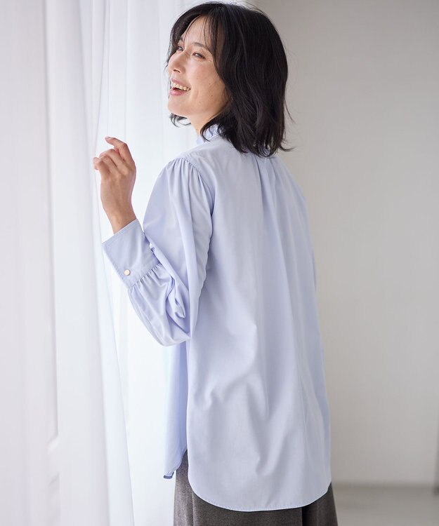 ANY 【手洗い可能/抗菌防臭/UVカット/速乾】フリルモックブラウス ライトブルー
