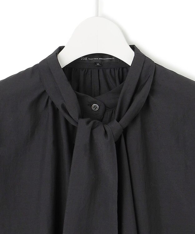23区 S 【一部店舗限定/UVケア/接触冷感/撥水】ブライトタイプライター ボウタイ ブラウス ブラック系