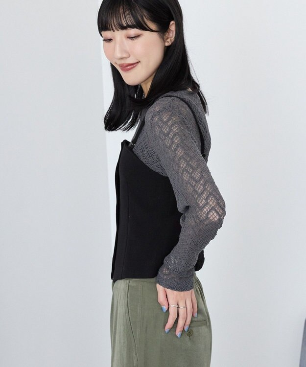 AMERICAN HOLIC レース長袖プルオーバー Charcoal Gray