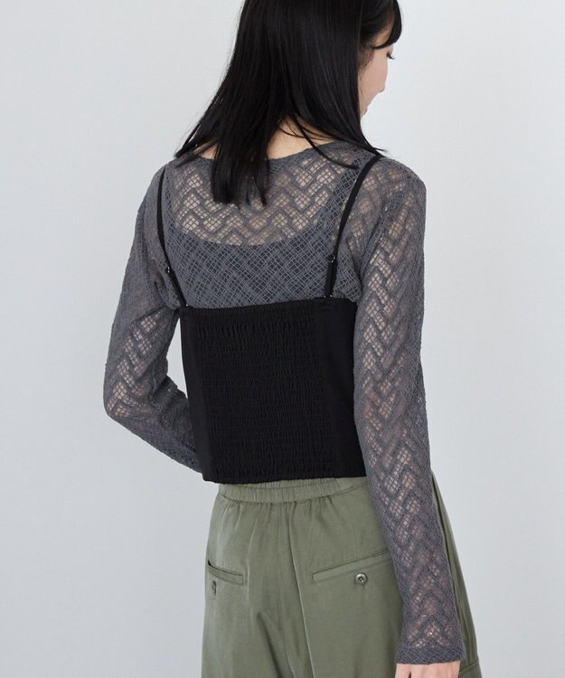 AMERICAN HOLIC レース長袖プルオーバー Charcoal Gray