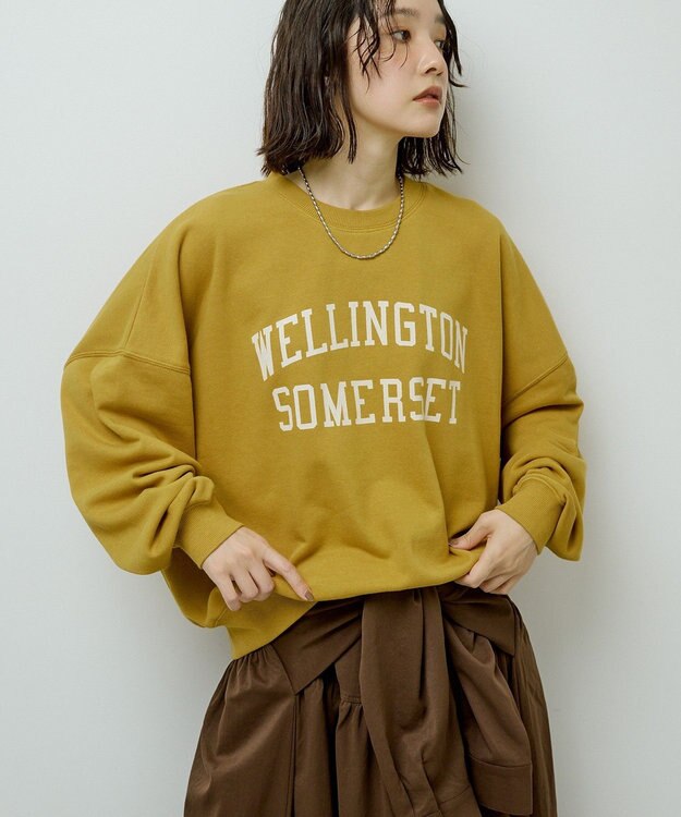 Green Parks オーバーサイズロゴ裏毛プルオーバー Mustard