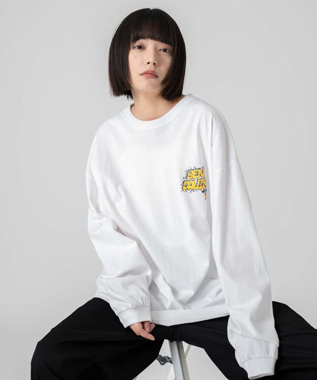 WEGO 【ユニセックス着用ITEM】別注BENDAVISグラフィックT（LS） ホワイト