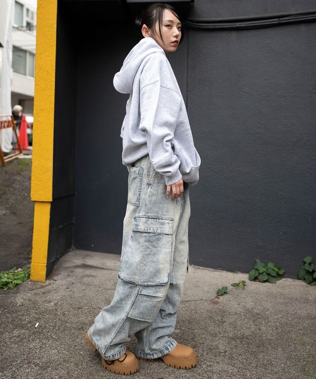 WEGO 【ユニセックス着用ITEM】デニムイージーカーゴパンツ デニム淡色