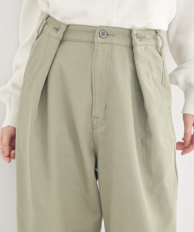 earth music&ecology 【綿100％】ポケットレースカラーパンツ Light Green