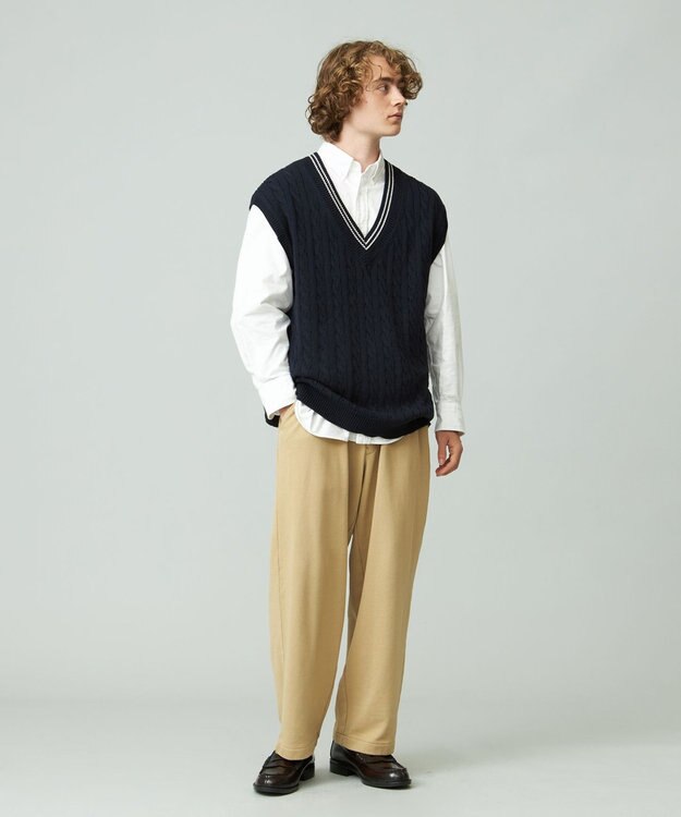 J.PRESS YORK STREET 【UNISEX】コットンケーブルチルデン ニットベスト ネイビー系