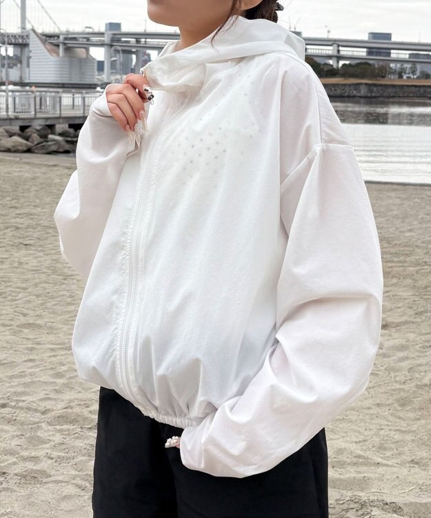 WEGO 【日焼け対策/セットアップ対応】ラッシュガードZIPパーカー ホワイト