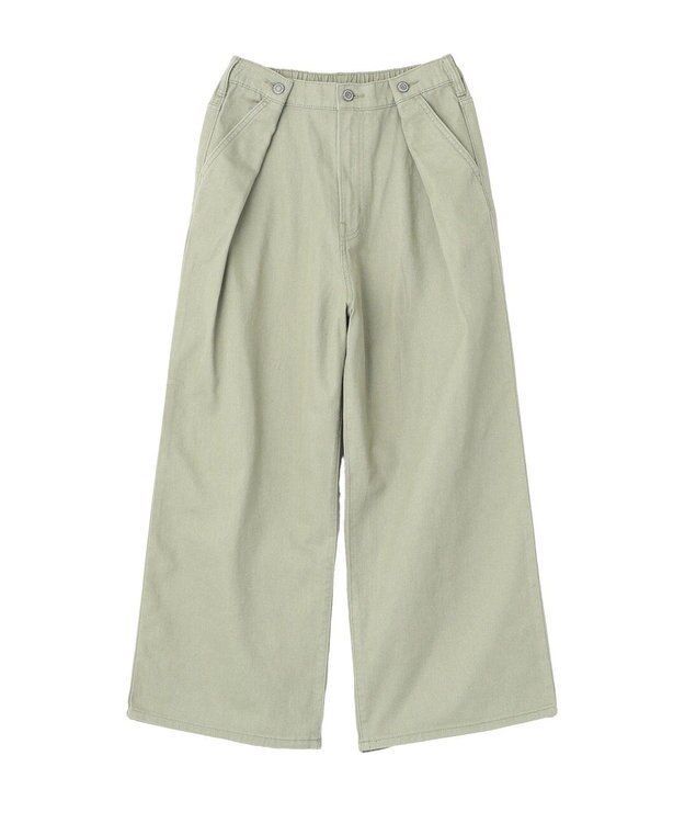 earth music&ecology 【綿100％】ポケットレースカラーパンツ Light Green