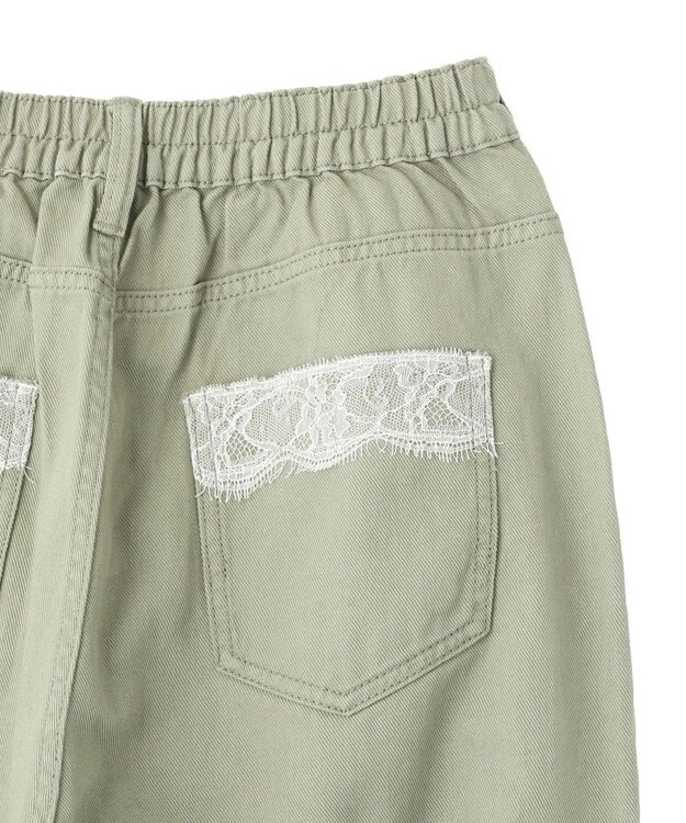 earth music&ecology 【綿100％】ポケットレースカラーパンツ Light Green