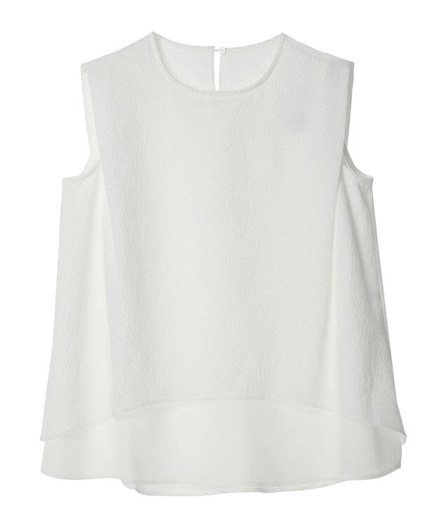 Green Parks 異素材レイヤードノースリーブブラウス Off White