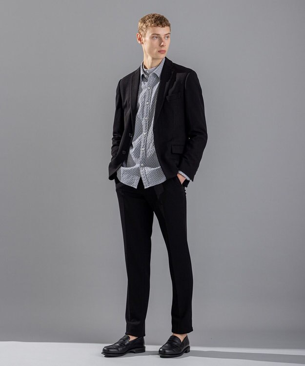 JOSEPH HOMME アロージャガードストレッチ　レギュラーカラーシャツ ライトグレー系