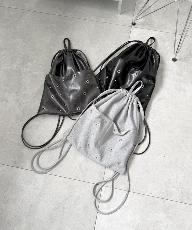 WEGO ハトメデザインナップサック ブラック