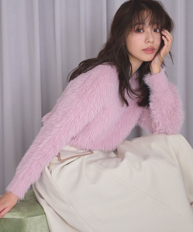 Feroux 【選べる4カラー】ゆるふわシャギー ニット ピンク系