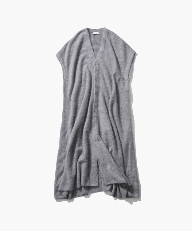 ATON ROYAL FUR CASHMERE | Vネックドレス LIGHT GRAY
