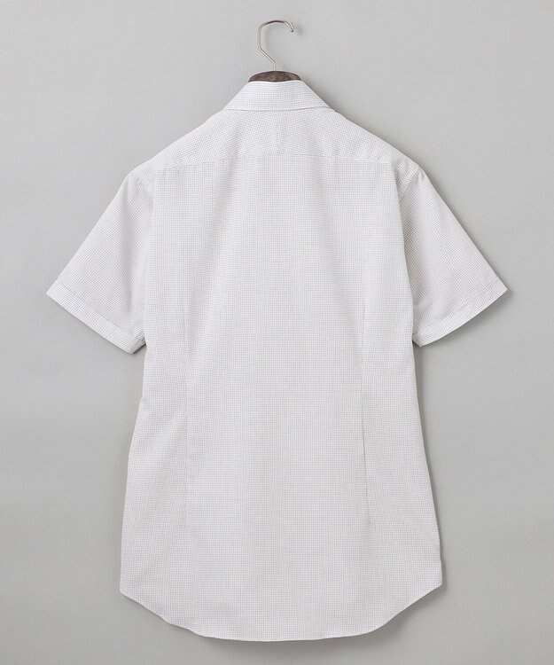 GOTAIRIKU 春夏向け【形態安定】SUMMERPREMIUMPLEATS_スナップダウンカラー 半袖ドレスシャツ_ブラウン(25年限定色) 白地×ダークブラウン格子