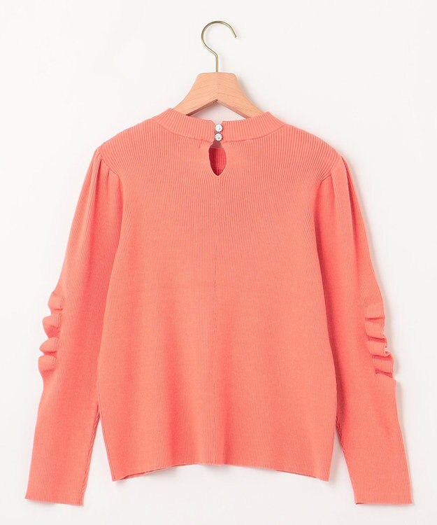 組曲 L Elena フリルスリーブ ニットプルオーバー コーラル系