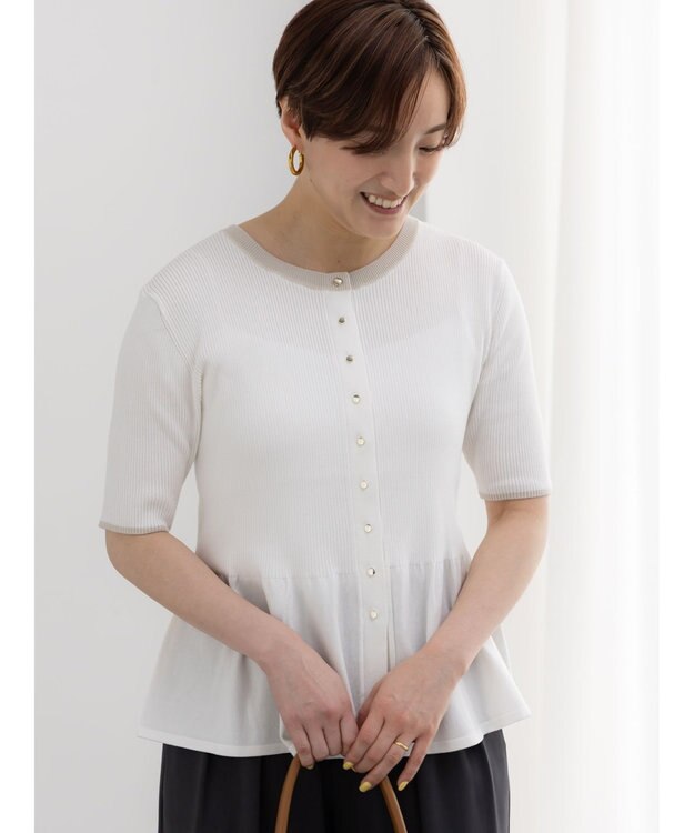 Te chichi ペプラムハーフスリーブニット オフホワイト