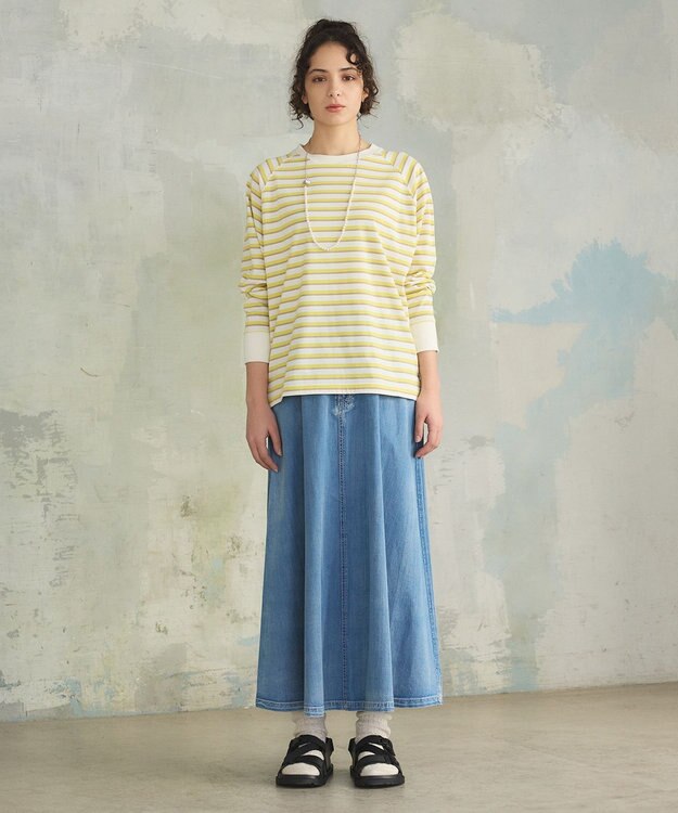 J.PRESS YORK STREET 【WOMEN】ライトダンガリー デニムスカート ダルブルー系